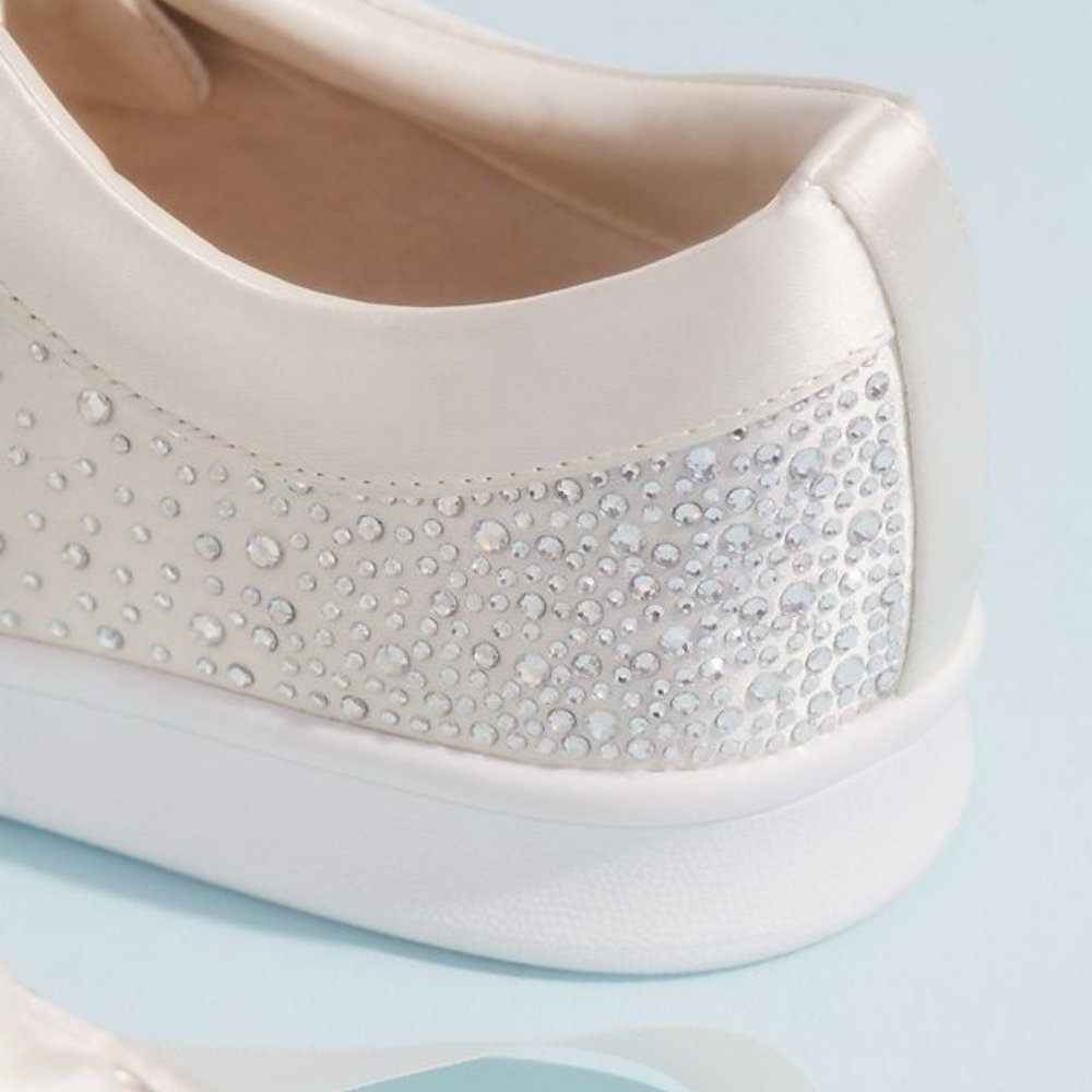 Badgley Mischka Satin Crystal Bridal Sneakers - Picture 3 of 5